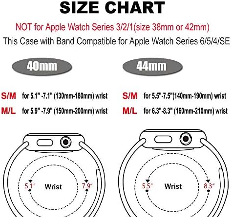 מארז שעון Vopteep [להקה כלול] תואם לסדרת Apple Watch 6/SE/5/4 רצועת סיליקון רכה עמידה עם כיסוי מלא דקיק